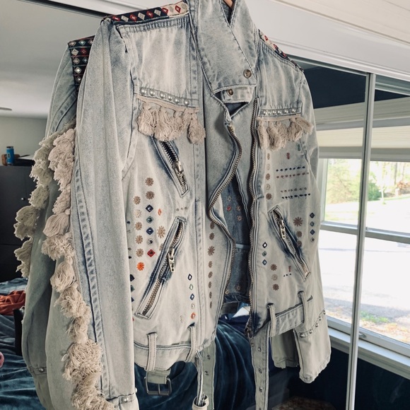 blanknyc red fury denim jacket